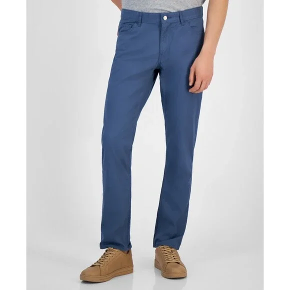 Michael Kors Parker Pants Men's 33x32 Dark Chambray Slim Fit Straight Leg FTS151